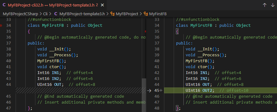 compare header files